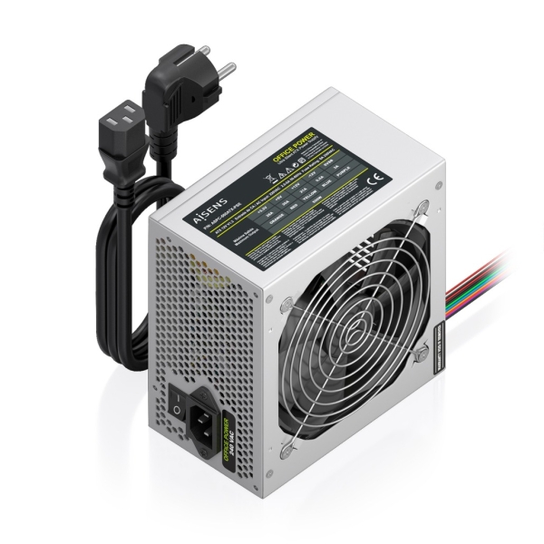Aisens ASPC-500ATX-PSE Fuente de Alimentacion 500W ATX - Ventilador 120mm - OEM - Cable de Alimentacion Incluido - Color Plata