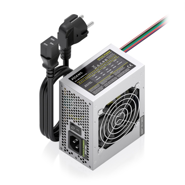 Aisens ASPC-500SFX-PSE Fuente de Alimentacion 500W SFX - Ventilador 80mm - OEM - Cable de Alimentacion Incluido - Color Plata