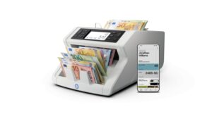 Safescan 2485-SC Contadora de Billetes - Puede Contar Billetes de Euro Mezclados - Capacidad hasta 300 Billetes - Incluye App Safescan - Deteccion de Billetes Falsos