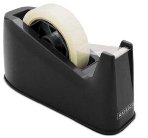 Rapesco Portarollos para Cinta Adhesiva 25mmx66m - Base de Goma Antideslizante - Cinta no Incluida - Color Negro