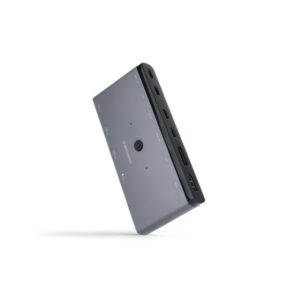 Nanocable Conmutador KVM 1U-2PC - HDMI 8K@60Hz, Displayport 8K@60Hz, 2xUSB-C, 3xUSB-A, 2xPD Hasta 100W y Audio - Color Gris