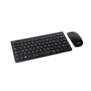 Tooq TQKMW-3101-B Pack de Teclado Inalambrico Compacto - Disposicion QWERTY ES + Raton Inalambrico 1600dpi - Slim - 4 Botones - Uso Ambidiestro - Color Negro