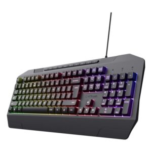 Trust Gaming GXT 833 Evocx Teclado Gaming USB - 12 Teclas Multimedia - Antighosting - Iluminacion LED - Color Negro