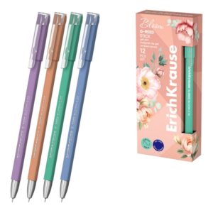 ErichKrause G-Reed Stick Pastel Bloom Boligrafo con Capuchon - Modelos Surtidos - Trazo 0.25mm - Tinta de Gel - Resistente al Agua - Secado Rapido - Tapa Ventilada - Color Azul