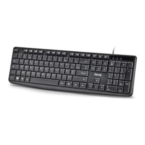 NGS Funky V4 Teclado USB - AZERTY FR - 12 Teclas Multimedia - Teclas de Membrana Silenciosas - Inclinacion Ajustable - Cable 1.5m - Color Negro
