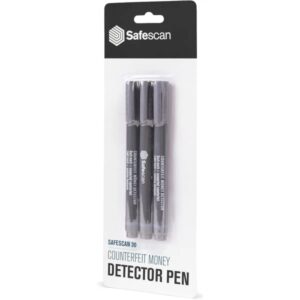 Safescan 30 Blister con 3 Boligrafos Detectores de Billetes Falsos - Verificacion en 2 Segundos - Tinta con Base de Yodo