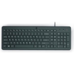HP 150 Teclado USB - Patas Ajustables - Indicadores LED (Num/Caps) - Fabricado con Plastico Reciclado - Color Negro
