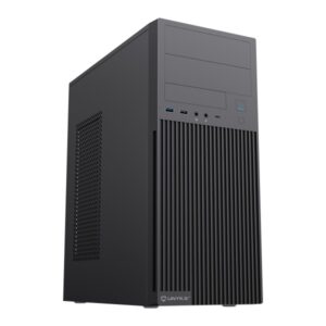 Unykach Aero C360 Caja ATX - Fuente de Alimentacion 500W Incluida - Soporte para 5,25" 3.5" y 2.5" - USB-A 2.0/3.2 / tipo C y Audio - Color Negro