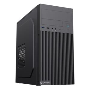 Unykach Aero C260 Caja MicroATX - Fuente de Alimentacion 500W Incluida - Soporte para 5,25" 3.5" y 2.5" - USB-A 2.0/3.2 / tipo C y Audio - Color Negro