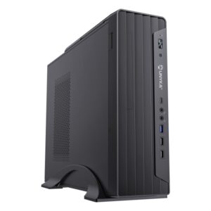 Unykach UK2012 Slim Caja Torre MicroATX + Fuente de Alimentacion SFX 300W 80+ Bronze - Tamaño Disco Soportado 3.5", 2.5" - USB-A 3.0 / 2.0, USB-C y Audio - Color Negro