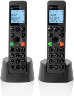 Motorola DOT202 Telefono Inalambrico Dect + 1 Supletorio - Bloqueo Llamadas - Agenda 100 contactos - Color Negro